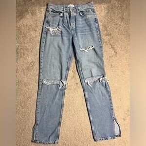 Primark Cares Distressed Straight Leg Denim Jeans Size 8
